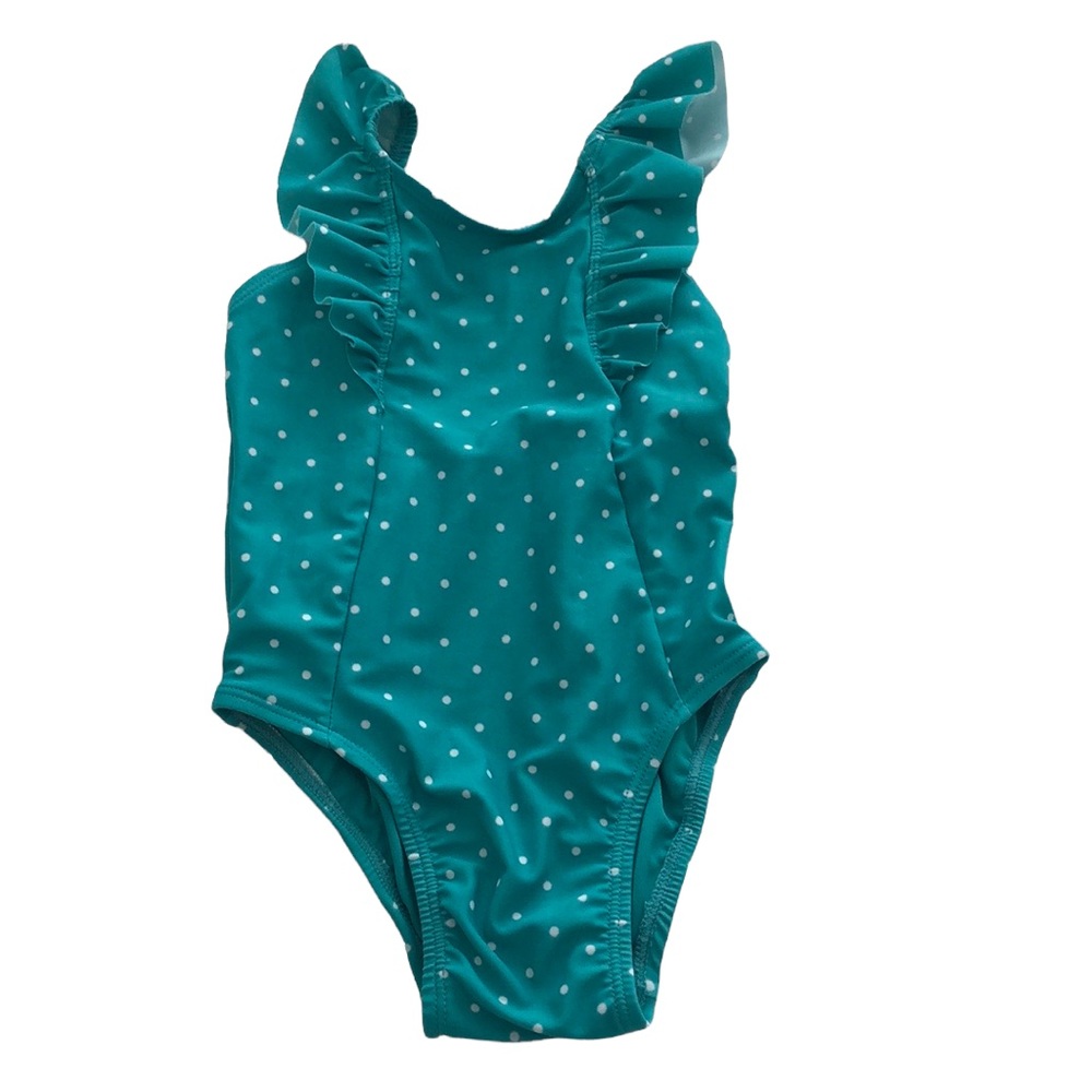 Polka dot ruffles toddler swimsuit
